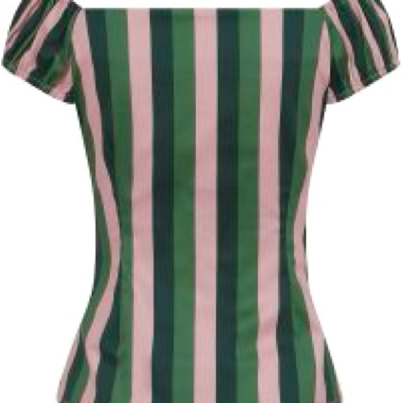 Collectif - 1950’s Dolores Palm Stripe Top - Picture 4 of 8